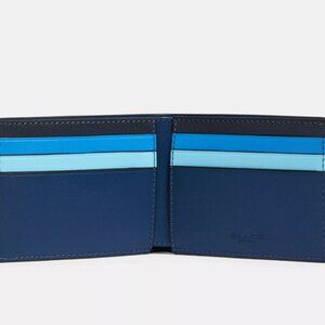Coach Men's Slim Billfold Wallet in Colorblock Style 91656, Blue QB/Blue Multi